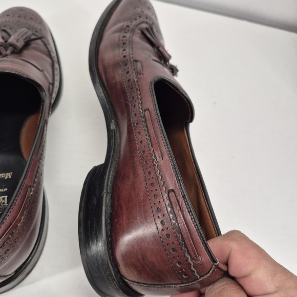 ALLEN EDMONDS Manchester 8537 Burgundy Leather WingTip Tassel Loafer Size 10 - Picture 7 of 10